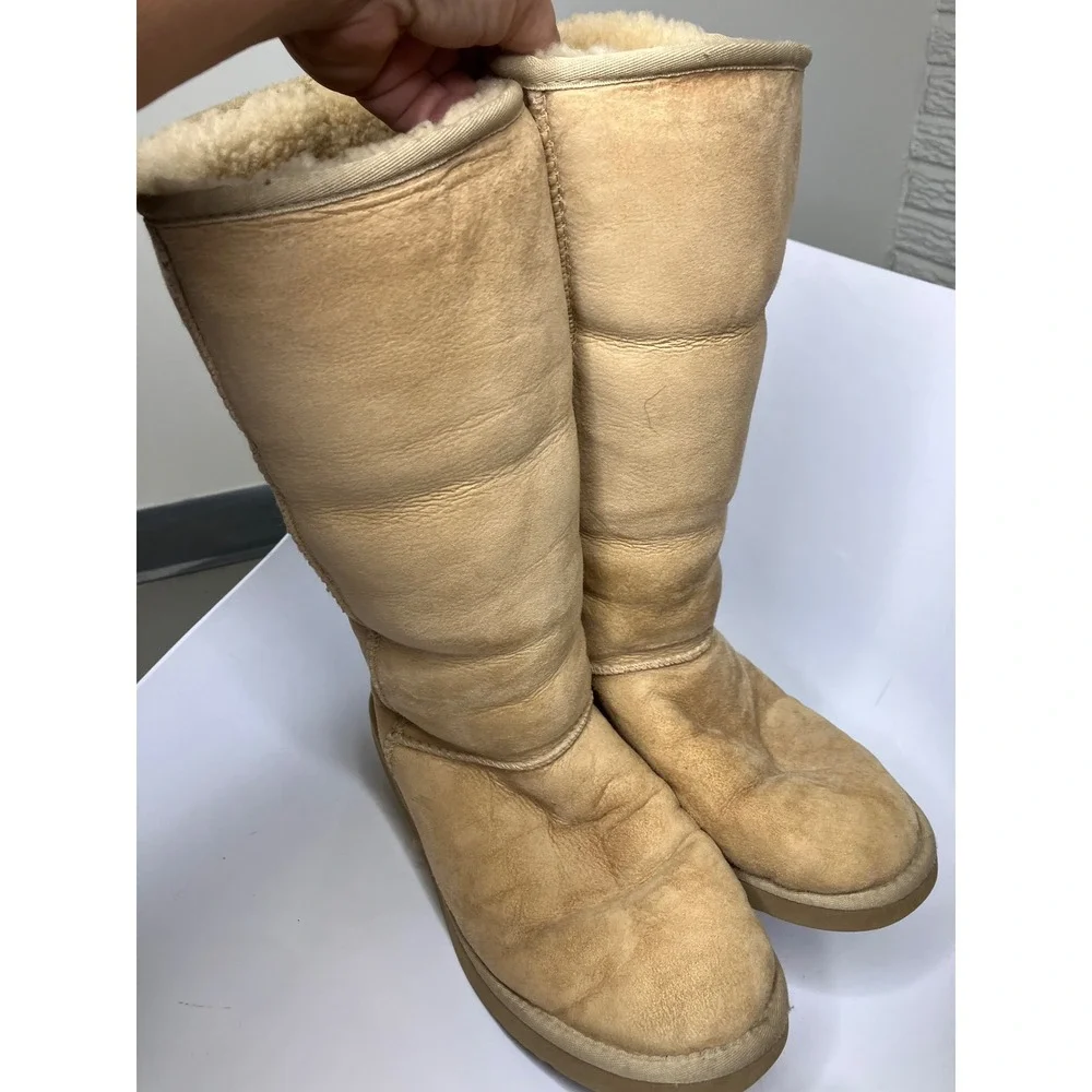 UGG Classic Tall 5815 Boots Women Size 10 Chestnut Tan Good Suede Shearling